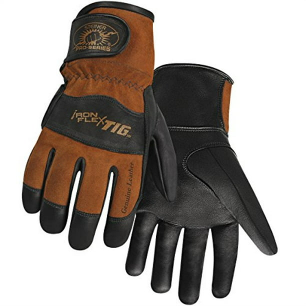 Black Premium Grain Kidskin Steiner 0262-X SPS Ironflex TIG Gloves Brown Reversed Grain Kidskin Back Adjustable Extra Large 